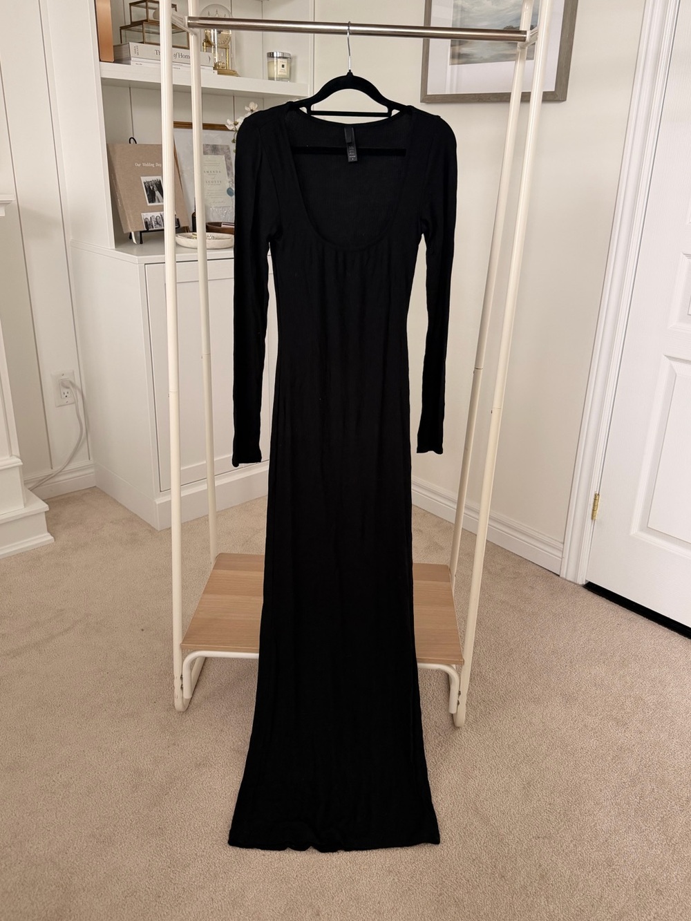 SKIMS Black Long Sleeve Maxi Dress